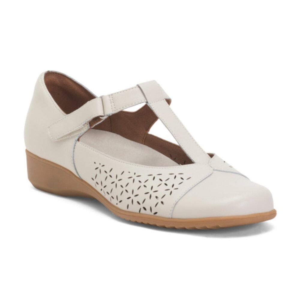 COBB HILL ROCKPORT Leather Rowen Comfort T-strap Flats